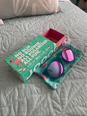 Goodr Teal Frame Sunglasses with Pink Mirrored Lenses